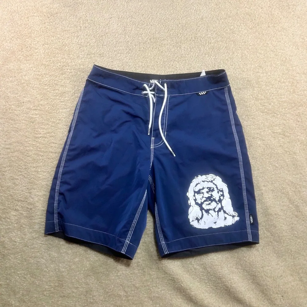 Vans Harry Bryant Board Shorts Mens 28 Blue White Graphic Print‎ Swim Trunks
